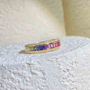 Colorful Sapphire Diamond Eternity Ring 18K Gold - Jiaxyk